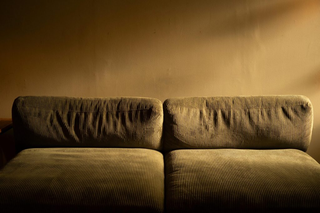 canapé en velours côtelé