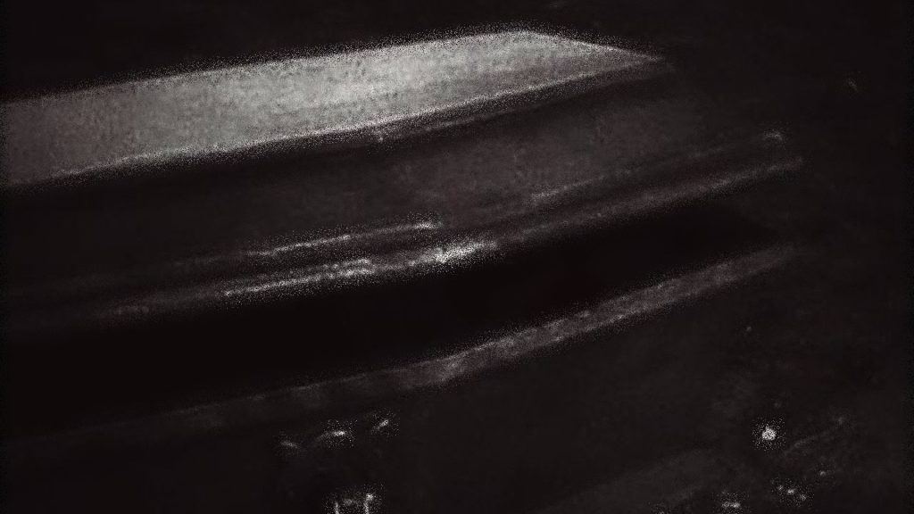 photo de cercueil en noir et blanc avec du bruit visuel